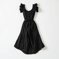 Black Ruffle Sleeve A-Line Midi Dress